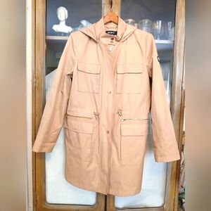 DKNY Women's Tan Hooded trench Utility  Raincoat - m